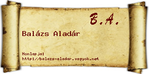 Balázs Aladár névjegykártya